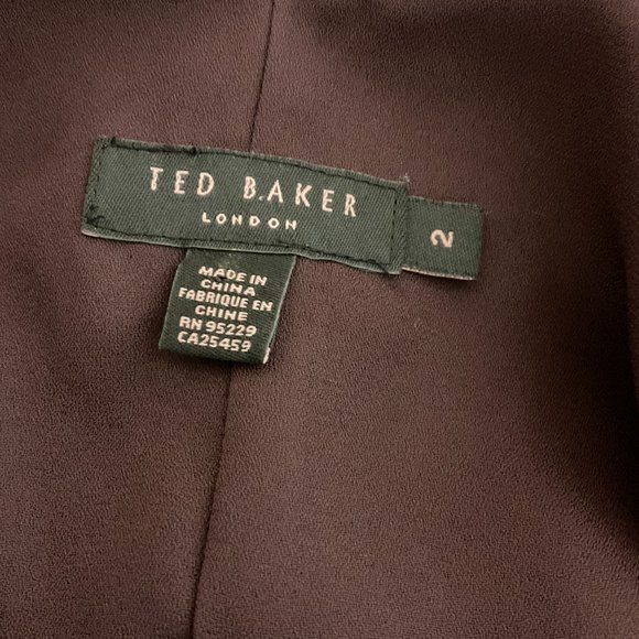 Ted Baker Dress 2 US 6 Dark Purple Sleeveless V-Neck Empire Tie Waist - Picture 12 of 12